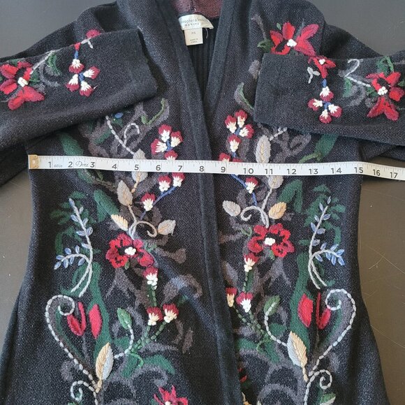 Christopher & Banks Petite Open Front Knit Sweater Cardigan, Embroidered Petite - Picture 10 of 11